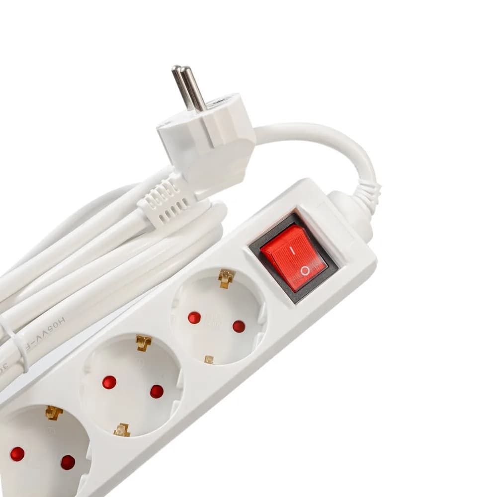 PRELUNGITOR SPACER, Schuko x 5, conectare prin Schuko (T), cablu 1.8 m, 16 A, max. 3500W, protectie supratensiune, protectie copii, Alb, "PP-5-18 v2" — miniatură
