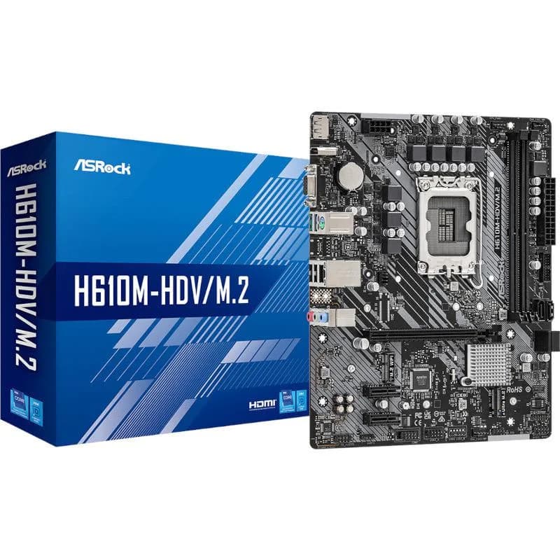 PLACA de BAZA Asrock "H610M-HDV/M.2", skt LGA 1700, mATX, Intel H610, 2 x DDR4, max. 64 GB, 4 x SATA, 1 x M.2, 7.1, "H610M-HDV/M.2"