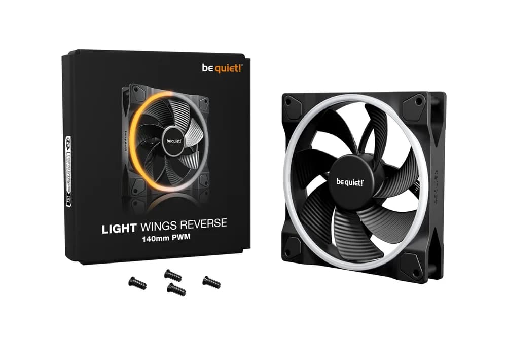 Ventilator be quiet! #LIGHT WINGS" 140mm, 1300 rpm, rifle bearing, PWM, reversibil, negru, "BL134" — miniatură