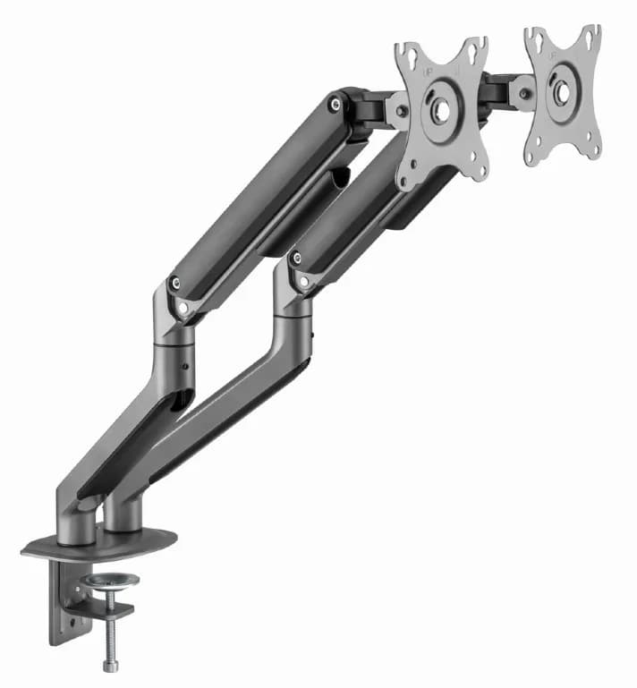 SUPORT de birou Gembird, pt 2 TV/monitor plat, diag. max 17-32 inch, rotatie, inclinare, pivotare, max 9 kg, space-grey, "MA-DA2-05" — miniatură