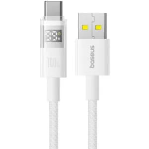 CABLU alimentare si date Baseus Display, Fast Charging Data Cable pt. smartphone, USB la USB Type-C 100W, braided, 2m, alb "P10382701211-01" - 6932172682224