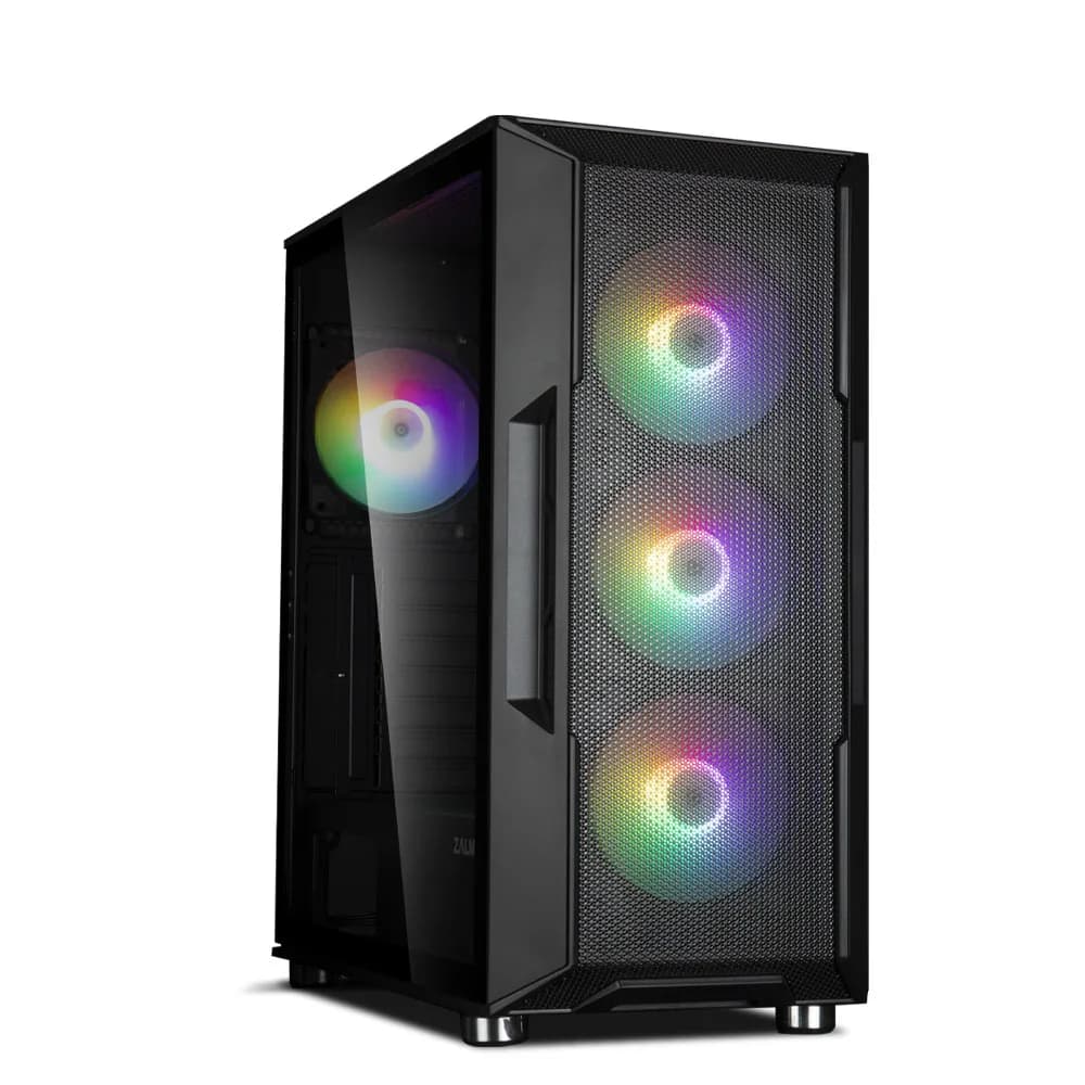 CARCASA Zalman "i3 Neo TG", middle tower, gaming, fara sursa, suporta 8xfan, 4xfan inclus, PSU shroud, USB 3.1 gen1 x 2, USB 2.0 x 1, audio+mic, 7 sloturi expansiune, negru, "i3 NEO TG Black"