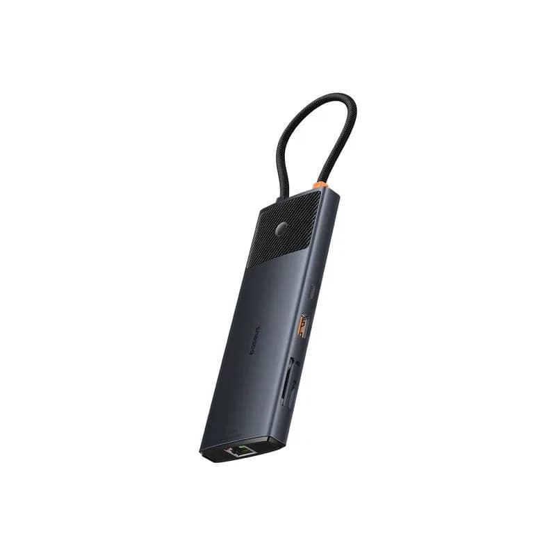 DOCKING Station Baseus Metal Gleam Series II 10-in-1, conec PC USB-C, USB 3.0x2, USB Type-Cx1, USB-Type-Cx1 PD 100W, HDMIx2/4K/60Hz, Gigabit RJ-45x1,card readerx1,LED, gri "B00061800123-01" - 6932172689667 — miniatură