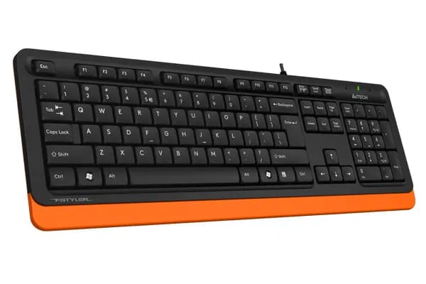 TASTATURA A4TECH, "Fstyler USB", cu fir, 104 taste format standard, USB, negru & portocaliu, "FK10 Orange" — miniatură