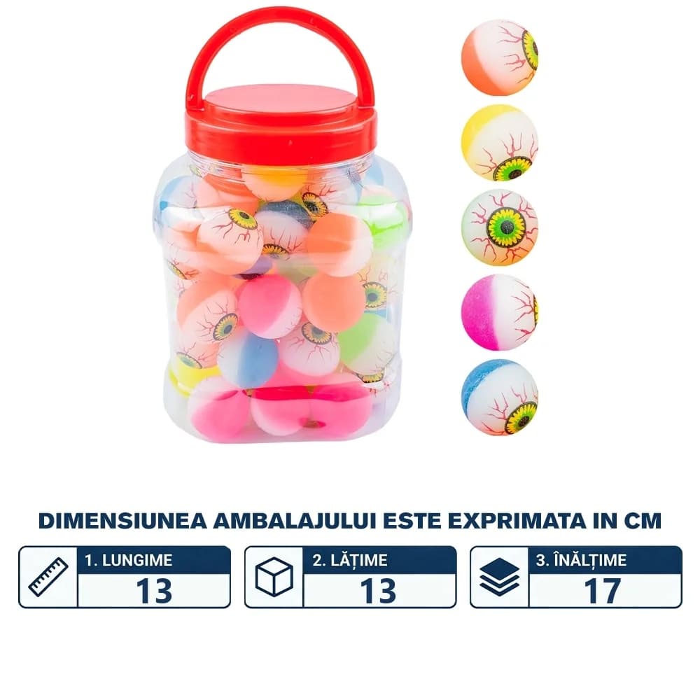 Mingi saltarete, 3,5 cm, Ochi, 60 buc/borcan — miniatură