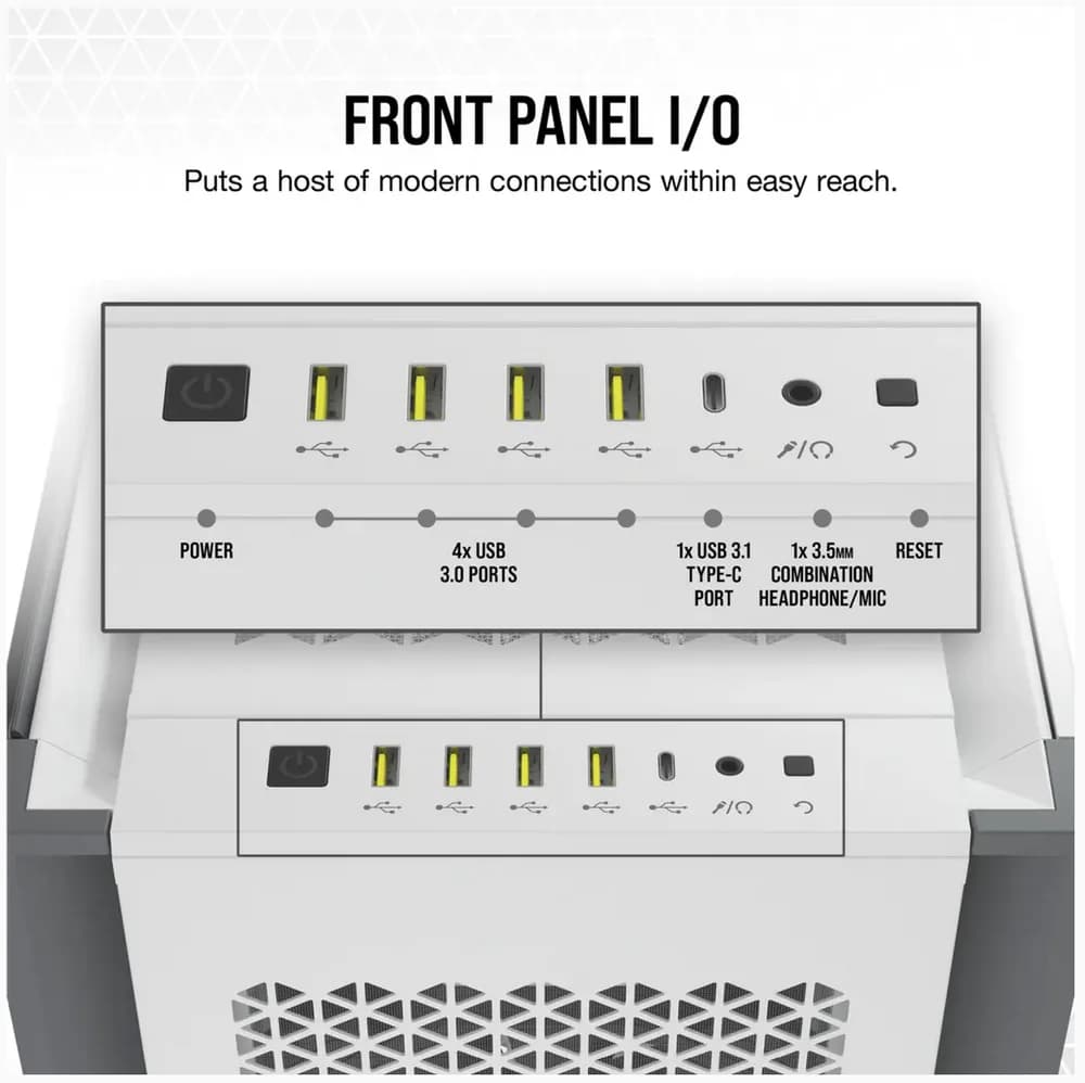 Carcasa Corsair 7000D AIRFLOW, RGB, Full Tower, White — miniatură
