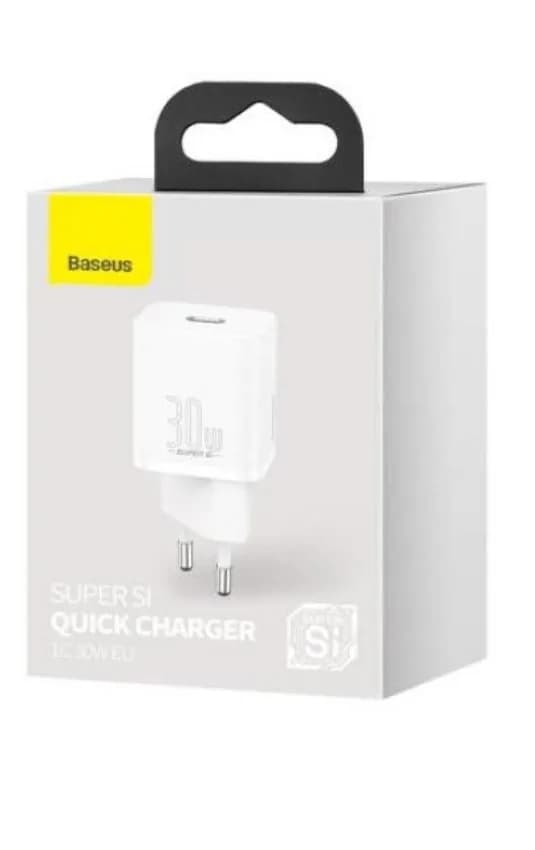 INCARCATOR retea Baseus Super Si, Quick Charge 30W, 1 x USB Type-C 5V/3A, alb "CCSUP-J02" - 6953156205079 — miniatură