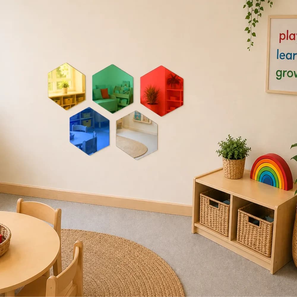 Oglinzi hexagonale colorate – 5 buc. — miniatură