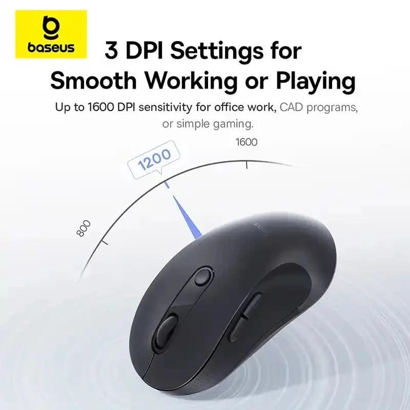 MOUSE Baseus F02 PC sau NB, bluetooth, optic, 800/ 1200/1600 dpi,butoane/scroll 6/1, silent click, negru,"B0203203" - 6932172693350 — miniatură
