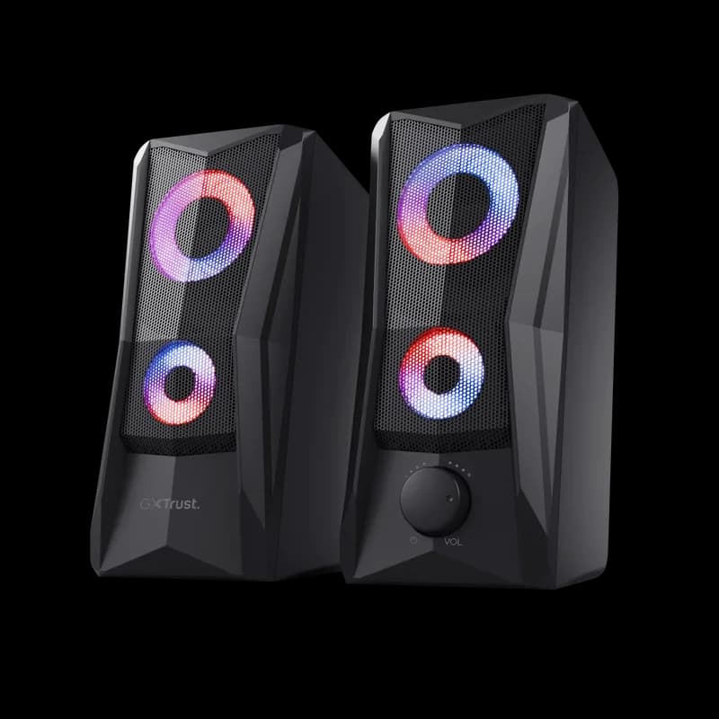 Boxe Trust GXT 606 Javv, iluminare RGB LED, putere maxima 12W, frecventa de raspuns 160 Hz - 20.000 Hz, audio input 3.5mm, negru