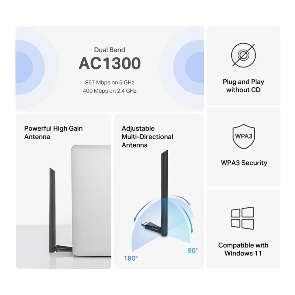 USB Adapter MERCUSYS MA30H, Gigabit, Dual - band, WI-FI — miniatură