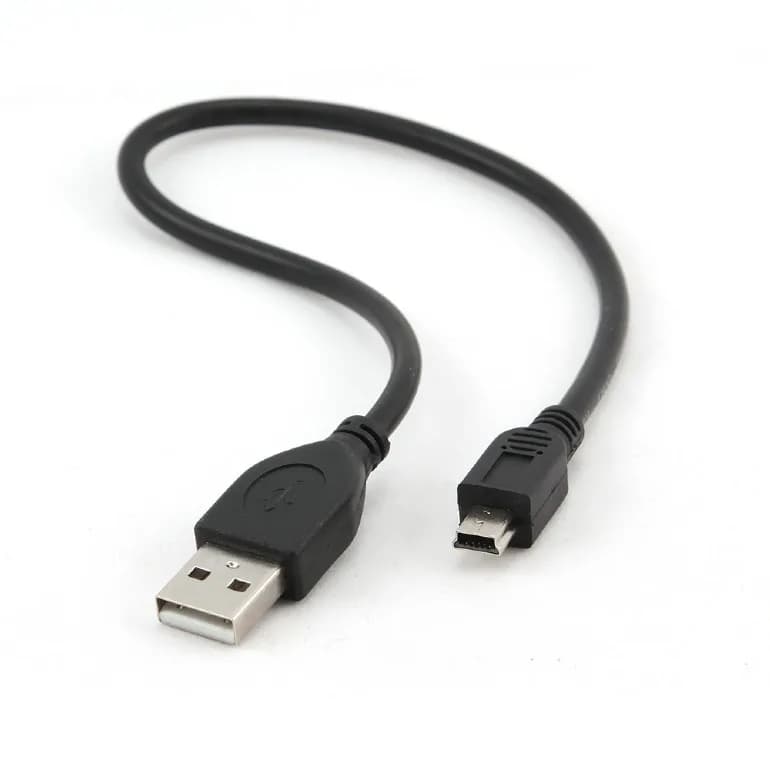 CABLU alimentare si date GEMBIRD, pt. smartphone, USB 2.0 (T) la Mini-USB 2.0 (T), 30cm, conectori auriti, negru, "CCP-USB2-AM5P-1"