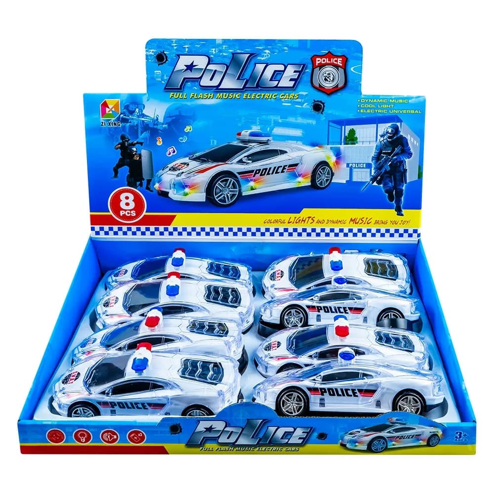 Masinute Politie, cu baterii, 16.6x7.2x5.8 cm, 8 buc/set — miniatură