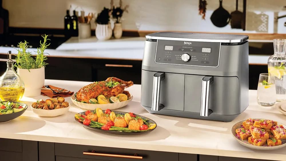 Friteuza cu aer cald Ninja Foodi Pro DualZone DZ400, 9.5 L, 6 functii (Gri) "DZ400EU" — miniatură