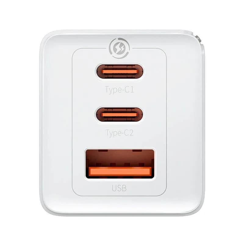 Incarcator retea Baseus GaN5 Pro, 65 W, 3 porturi, Alb — miniatură