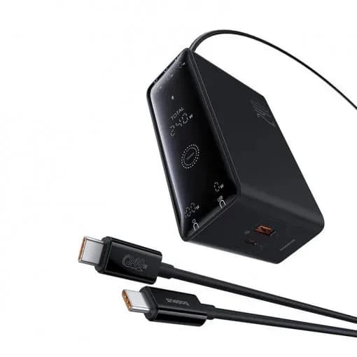INCARCATOR RETEA Baseus Digital GaN Intelligent, Quick Charge 240W, 1 x AC, 3 x USB Type-C Output 5V/3A, 1 x USB, lungime cablu 1m, negru "P10163901113-00" - 6932172646110 — miniatură