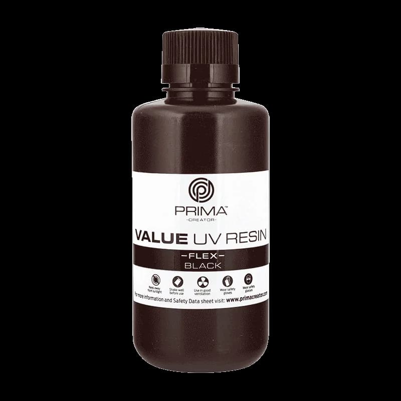 Rășină 3D PrimaCreator Value Flex UV – 500 g – Black — miniatură