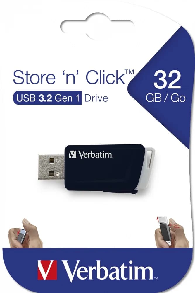 MEMORII USB Verbatim VERBATIM 49307 USB CLICK 32GB BLACK, "49307" — miniatură