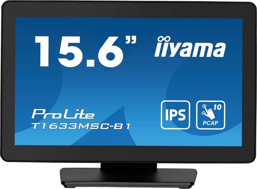 Monitor IPS LED Iiyama ProLite 15.6" T1633MSC-B1, Full HD (1920 x 1080), HDMI, DisplayPort, Boxe, Touchscreen (Negru) "T1633MSC-B1" — miniatură
