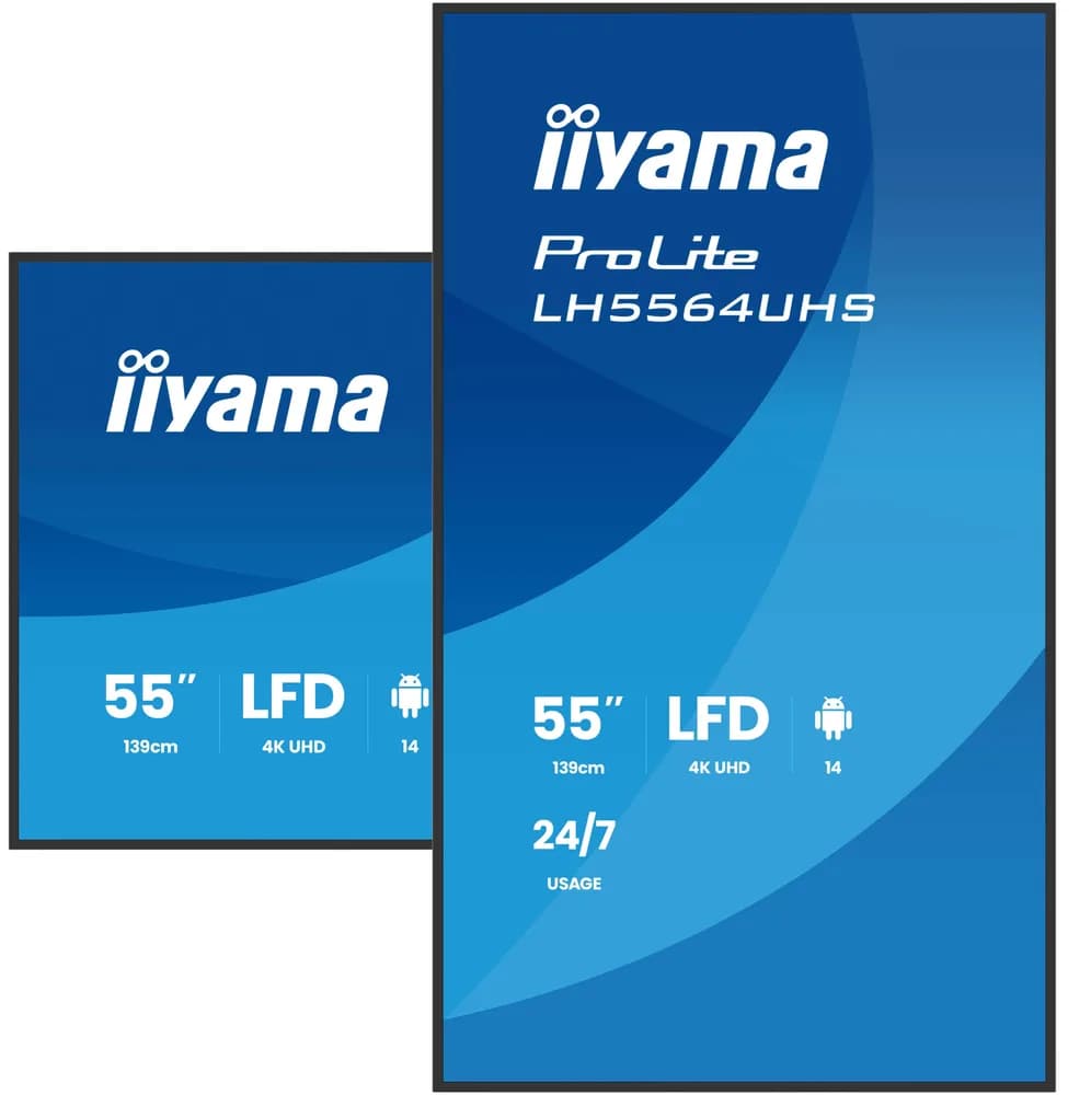 IIYAMA LFD LH5564UHS-B1AG 4K VA 55" 500cd 5000:1 6.5ms Android 14 OS, iiSignage, iiControl, iiShare, EShare, FailOver, TeamViewer, PDF & Media Player, iiBrowser, File manager "LH5564UHS-B1AG" — miniatură