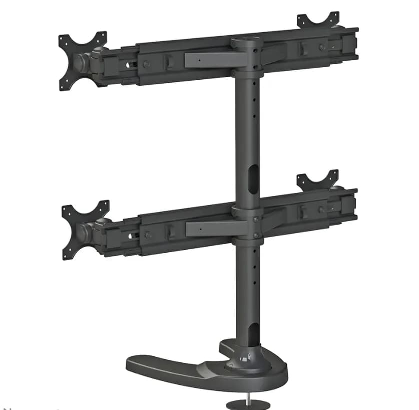 Suport cvadruplu monitor de birou Neomounts FPMA-D700DD4; pentru display-uri cu diagonale 19"-30", sistem de prindere VESA 75x75~100x100, greutate maxima suportata 8kg - per ecran, full motion, tilt +180°, swivel +180°, rotate +360°; inaltime reglabila manual 240-700mm; culoare negru. — miniatură