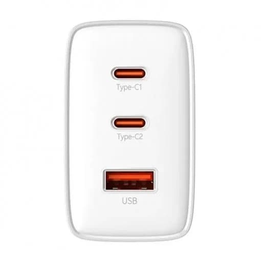 INCARCATOR RETEA Baseus Cube Pro, Quick Charge 65W, 2 x USB Type-C Output 5V/3A, 1 x USB, alb "P10152301213-00" - 6932172641481 — miniatură