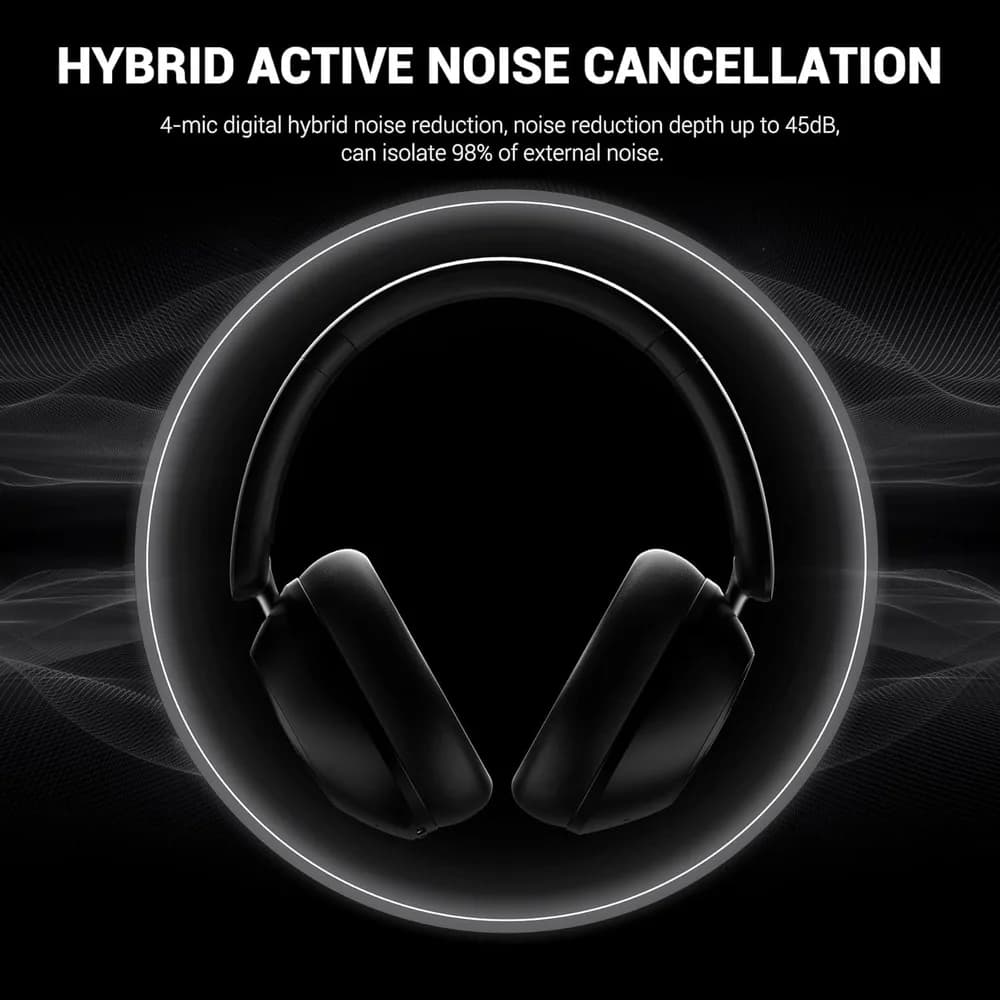 Casti OneOdio "A5", Over-Ear, utilizare multimedia, Bluetooth 5.4 | fir Jack 3.5mm, multi-point connection, hybrid ANC, pana la 75 de ore, pliabile, difuzor 40mm, negru, "A5-Black" — miniatură