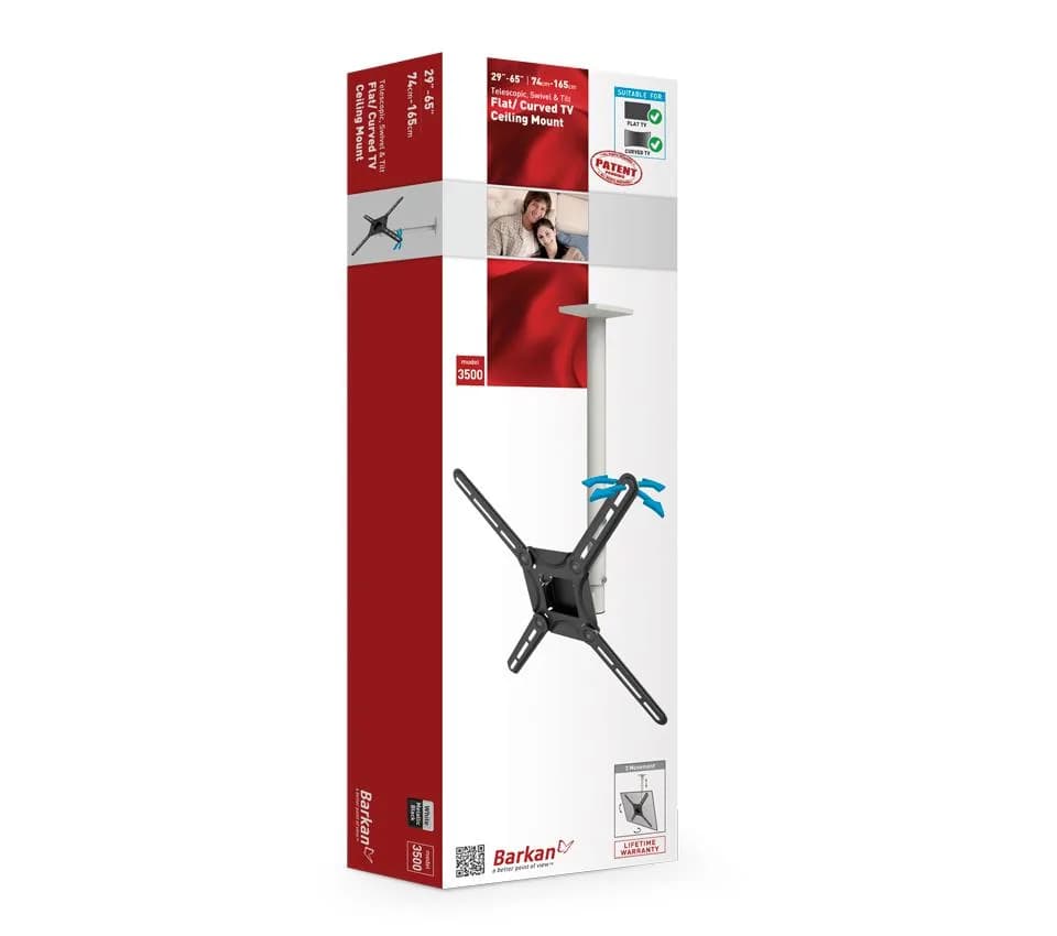 Suport TV de perete, Barkan 3500.W, Fix, 29"- 65", VESA 400 x 400 mm, suporta pana la 40kg, alb — miniatură