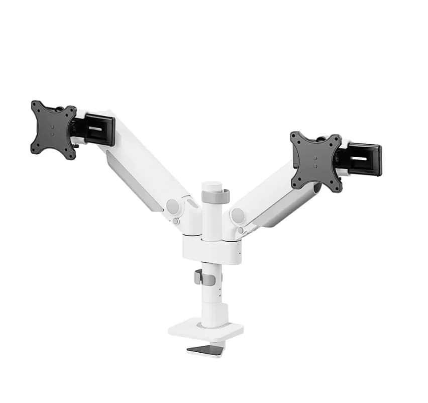 Brat dublu monitor Neomounts DS65S-950WH2; pentru display-uri cu diagonale 24"-34", sistem de prindere VESA 75x75~100x100, greutate maxima suportata 11 - per ecrankg, full motion, tilt +70°, swivel 90°, rotate 90°; gas spring; culoare alb. — miniatură