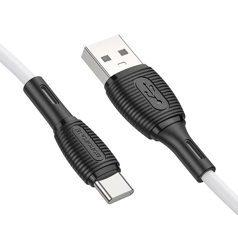 CABLU alimentare si date Borofone "BX86", Charging Data Cable pt. smartphone, USB la USB Type-C, 3A, 1m, alb "6974443388831"