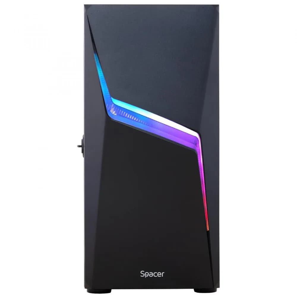 Carcasa SPACER SPGC-THUNDER, RGB, Mid Tower, Black — miniatură