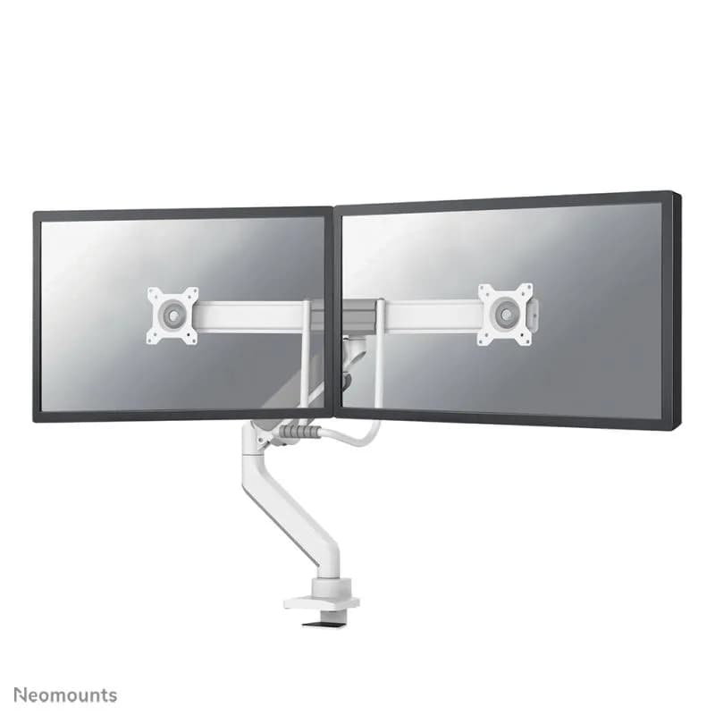 Brat dublu monitor Neomounts DS75-450WH2; pentru display-uri cu diagonale 17"-32", sistem de prindere VESA 75x75~100x100, greutate maxima suportata 8 - per ecrankg, full motion, tilt 10°, swivel 90°, rotate 180°; gas spring; culoare alb.