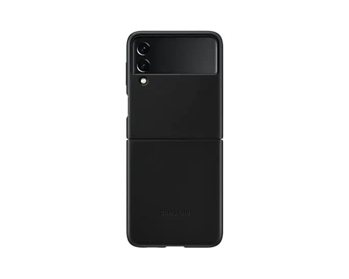 HUSA Smartphone Samsung, pt Galaxy Z Flip3, tip back cover (protectie spate), piele, ultrasubtire, negru, "EF-VF711LBEGWW" — miniatură