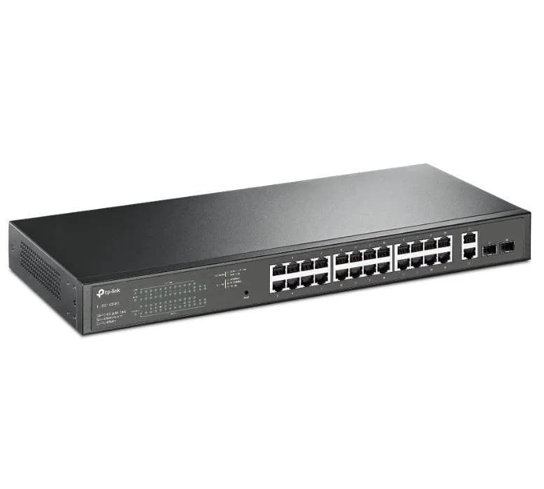 "28-Port Gigabit Easy Smart Switch with 24-Port PoE+ PORT: 24× Gigabit PoE+ Ports, 2× Gigabit Non-PoE Ports, 2× Gigabit SFP Slots SPEC: 802.3at/af, 250 W PoE Power, 1U 19-inch Rack-mountable Steel Case FEATURE: PoE Auto Recovery, MTU/Port/Tag-based VLAN, QoS, IGMP Snooping, Web/Utility Management — miniatură