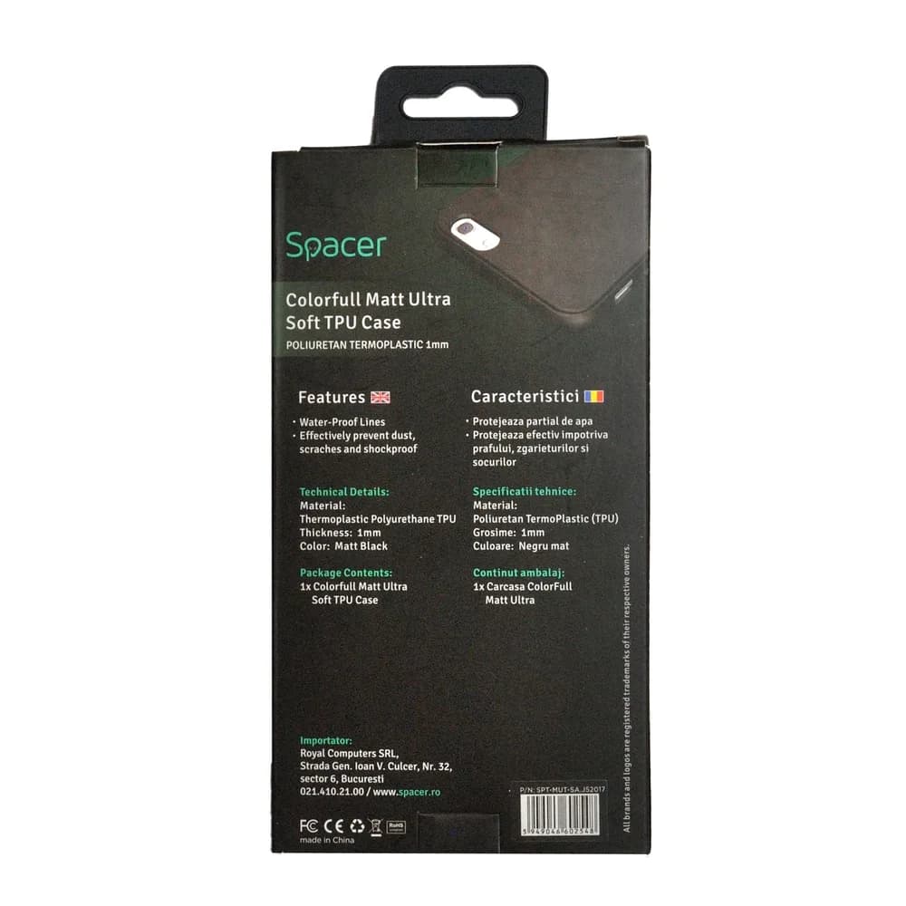 Husa Samsung J5 2017 (doar J530F) Spacer, negru, grosime 1 mm, material flexibil TPU, ColorFull Matt Ultra negru "SPT-MUT-SA.J52017" — miniatură
