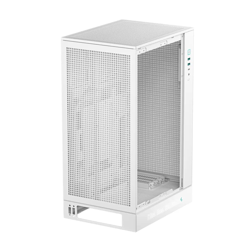 CARCASA DeepCool "CH270 DIGITAL WH", mini tower, gaming, fara sursa, suporta 6xfan, USB Type-C x 1, USB 3.2 gen 1 x 2, audio+mic, 4 sloturi expansiune, negru, "R-CH270-WHNDM0-G-1" — miniatură