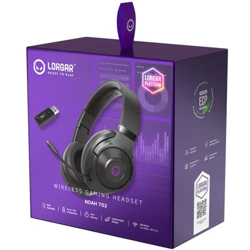 LORGAR Noah 702, Wireless Gaming Headset, black "LRG-GHS702"