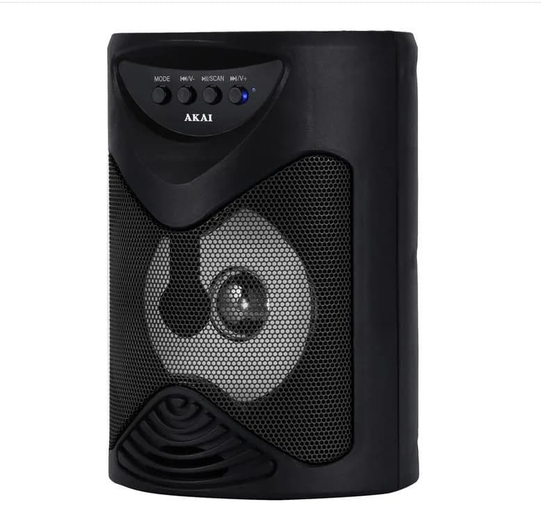 Boxa portabila Akai ABTS-704, Bluetooth 4.2, radio FM, 1x port USB pentru mp3 player, 1x slot card TF, lumini LED, baterie reincarcabila, 1x slot pentru microfon, timp de incarcare 2 ore, timp de folosire 1.5 ore la volum maxim — miniatură