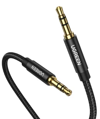 CABLU audio Ugreen, "AV112" stereo 3.5 mm jack (T) la 3.5 mm jack (T), 2m, conectori auriti, braided, negru "50363" - 6957303853632 — miniatură