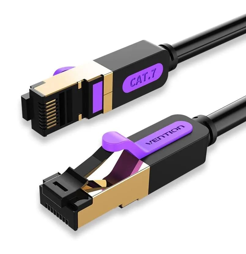 Patch cord SFTP Vention, Cat. 7, RJ-45 (T) la RJ-45 (T), 5m, AWG 28, 10Gbps, ecranat, conectori auriti, negru, "ICDBJ" - 6922794741812