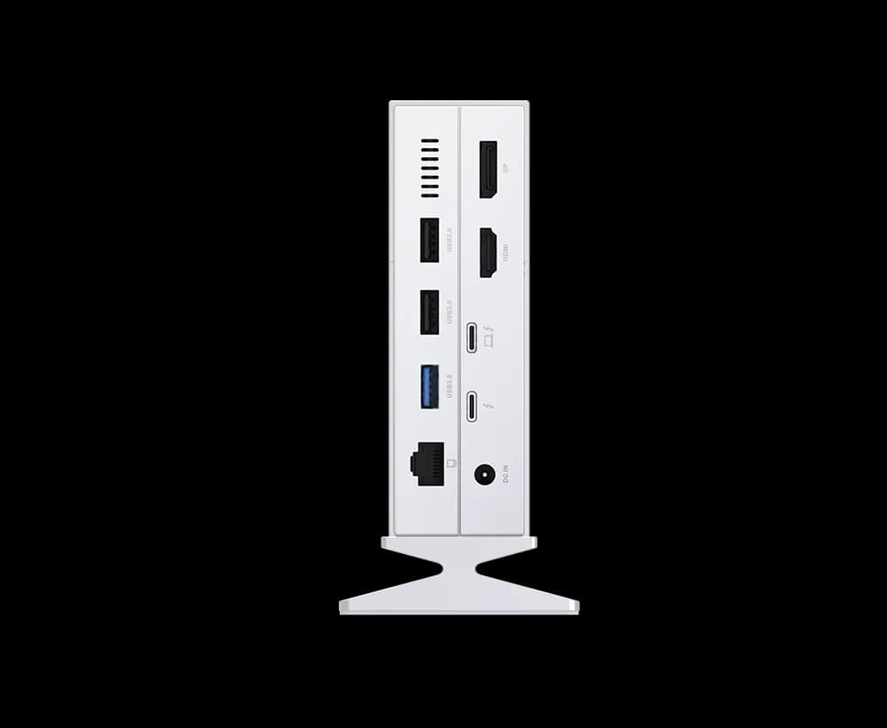 DOCKING STATION D-LINK, 14-in-1 Thunderbolt 4, conectare PC Type-C, porturi: 1xjack 3.5,1xSD/microSD slot, 3xUSB, 2xUSB 3.1, 1xUSB Type-C, 1xGigabit RJ45, 1xThunderbolt 4, 1xHDMI 2.1 8K/30Hz, 1xDP 1.4 8K/30Hz, alb "DUF-E01" — miniatură