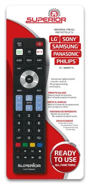 TELECOMANDA UNIVERSALA Superior, compatibila televizoare Samsung, LG, Philips, Sony, Panasonic, bateriile (2 x AAA) nu sunt incluse, negru "SUPTRB019" 44503089 — miniatură