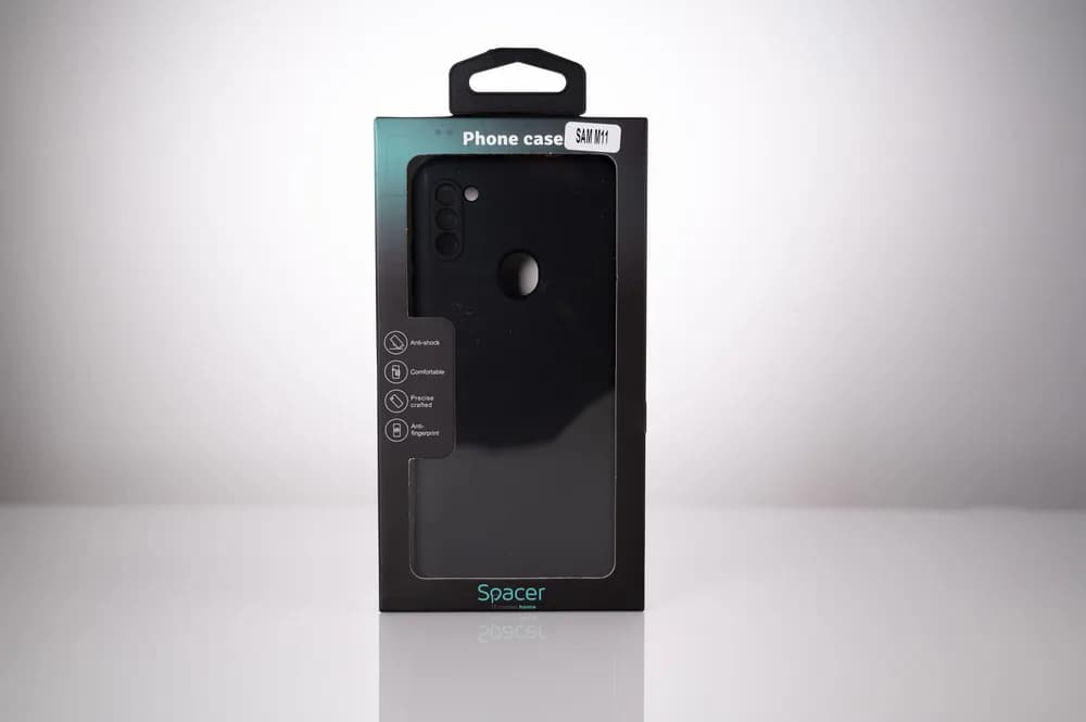 Husa Samsung Galaxy M11 Spacer, negru, grosime 2mm, material flexibil silicon + interior cu microfibra "SPPC-SM-GX-M11-SLK" — miniatură