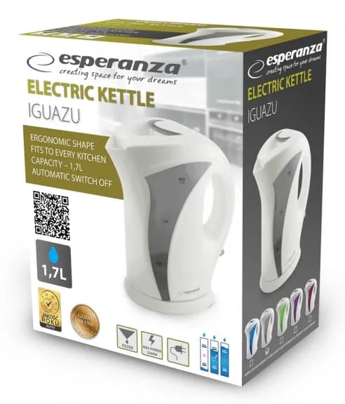 Fierbator electric Esperanza Iguazu EKK018E 2200W 1.7l Alb/Gri "EKK018E" — miniatură
