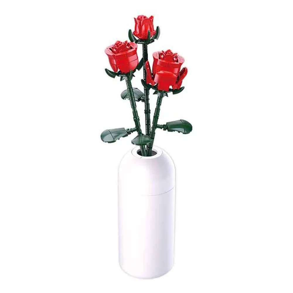 Set de Constructie Flowers, 258 piese, Trandafir Rosu - Sluban — miniatură