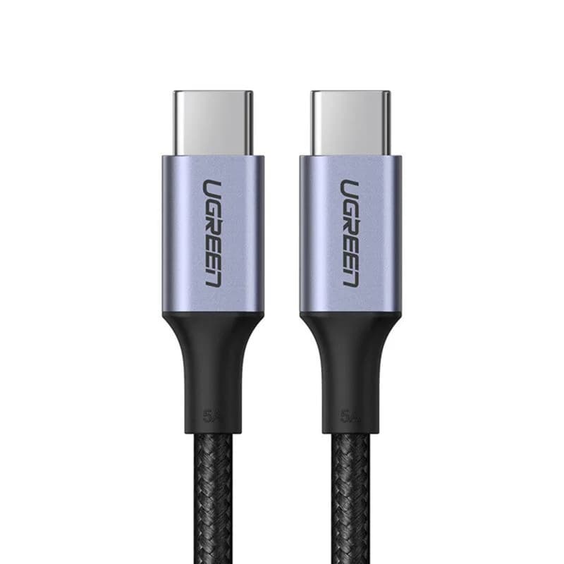 CABLU alimentare si date Ugreen, "US316", Fast Charging Data Cable pt. smartphone, USB Type-C la USB Type-C 100W/5A, braided, 1.5m, gri "70428" - 6957303874286