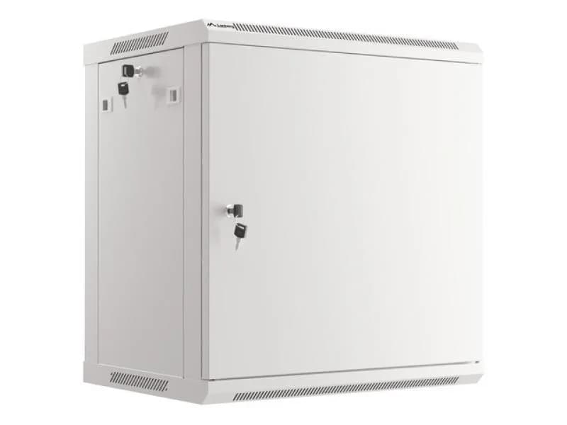 Dulap rack 19" perete 12U / 600x450 pentru auto-asamblare, cu ușă metalică, gri (flat pack)
