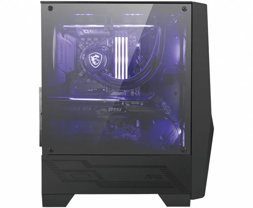 CARCASA MSI Middle Tower, ATX, "MAG FORGE 100M", fara sursa, sticla securizata, fan x 3, USB 3.2 gen 1 x 2, Jack 3.5 mm x 2, mesh pt. filtrare praf, negru, "MAG FORGE 100M" — miniatură