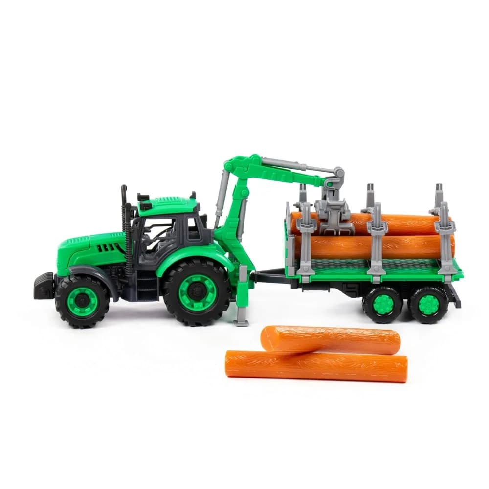 Tractor cu remorca lemne - Progresso, 40x11.5x17 cm, Polesie — miniatură