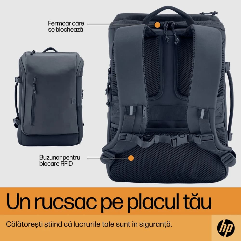 HP Travel 25 Liter 15.6inch Iron Grey Laptop Backpack "6H2D8AA" — miniatură